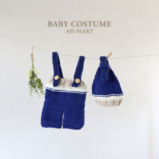 BABY COSTUME A)帽子サロペットサロペットパンツ 2点セット [03050]